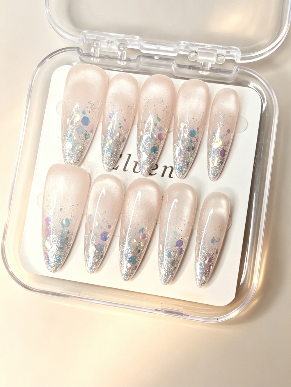 Glitter Ombre Cat Eye Handmade Stiletto Press On Nails